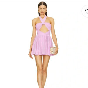 Michael Costello Apollo pastel pink halter mini dress